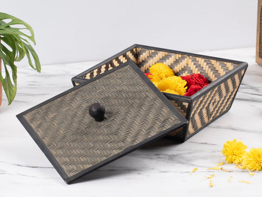 Bamboo Patterned Square Box With Lid