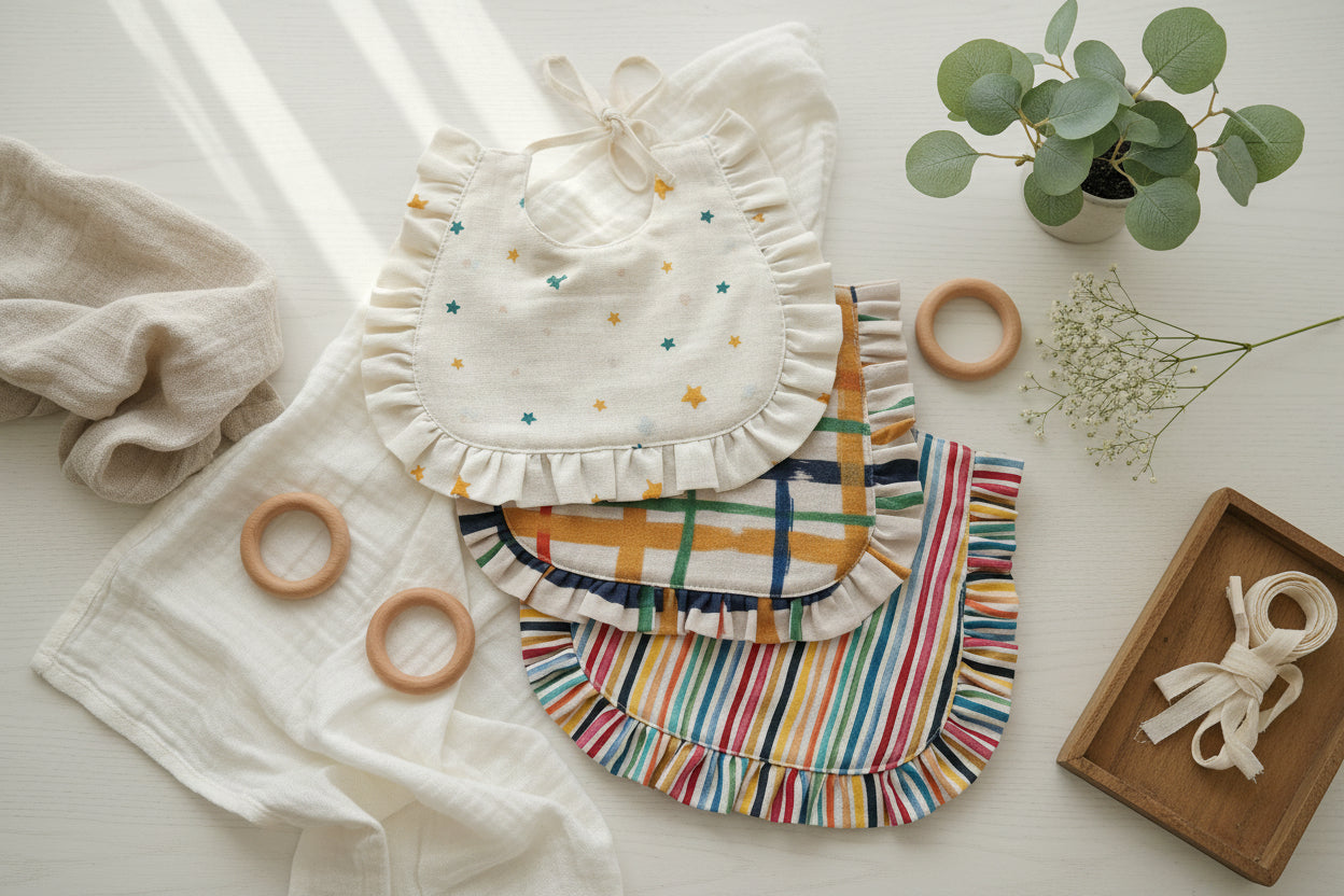 Set of colorful baby bibs 