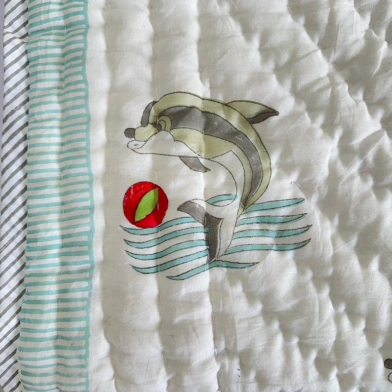 'Little Swimmers'- Reversible Baby Quilt|Blanket