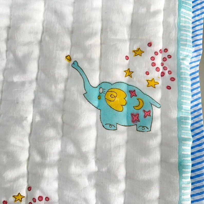 'Ellie The Elephant'- Reversible Baby Quilt|Blanket